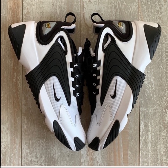 nike zoom 2k black and white on feet